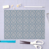 Antikes blaues Damastmuster Seidenpapier (Handwerk)