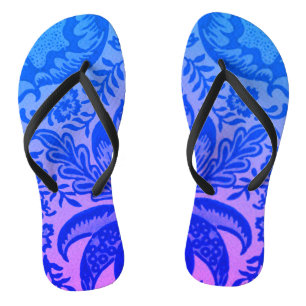 Antikes blaues florales botanisches Muster Badesandalen