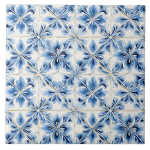 Antikes blaues florales Mittelmeer-Dekor Fliese