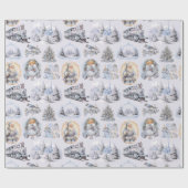 Antikes blaues Viktorianisches Weihnachtswackelpap Geschenkpapier (Flach)