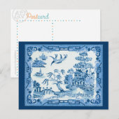 Antikes Blue Willow Postkarte (Vorne/Hinten)