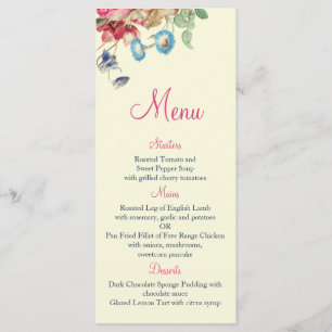 Antikes Blumantastisches Hochzeitsmenü Menükarte