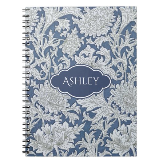 Antikes Blumen-Chrysanthemenmuster mit Monogramm Notizblock (Vorderseite)