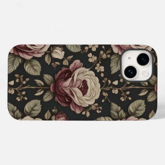 Antikes Blumen-Rosen-Muster Dunkle Gothic-Handyhül Case-Mate iPhone Hülle (Rückseite (Horizontal))