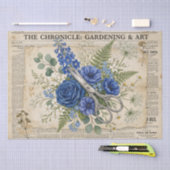 Antikes Blumen- & Scheren-Collage-Seidenpapier Seidenpapier (Handwerk)