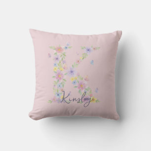 Antikes Blumen-Schmetterling-Monogramm-Zierkissen Kissen