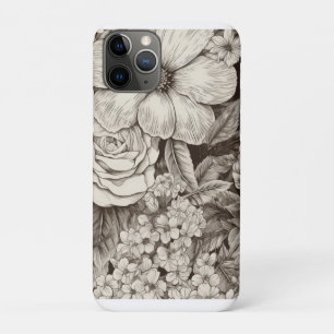 Antikes Blumen-Sepia-Muster Case-Mate iPhone Hülle