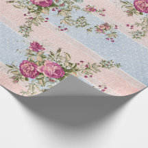 Antikes Blumen- und Streifen-Geschenkpapier