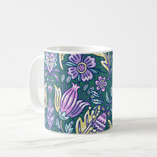 Antikes Blumen- und Vögelmuster Kaffeetasse