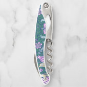 Antikes Blumen- und Vögelmuster Kellnermesser (Rückseite)