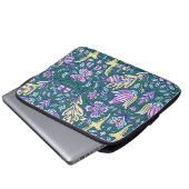 Antikes Blumen- und Vögelmuster Laptopschutzhülle (Vorne Knopf)