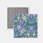 Antikes Blumen- und Vögelmuster Magnet (Vorderseite/Rückseite)