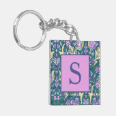 Antikes Blumen- und Vögelmuster-Monogramm Schlüsselanhänger (Vorderseite links)