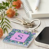 Antikes Blumen- und Vögelmuster-Monogramm Schlüsselanhänger (Vorderseite rechts)