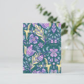 Antikes Blumen- und Vögelmuster Postkarte (Stehend Vorderseite)