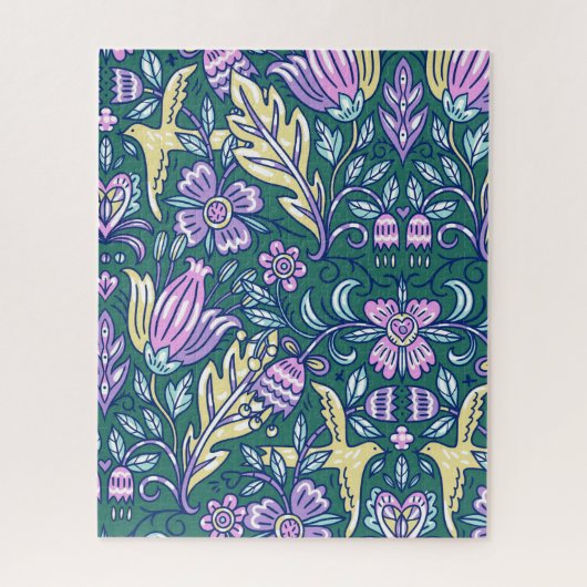 Antikes Blumen- und Vögelmuster Puzzle (Vertikal)