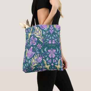 Antikes Blumen- und Vögelmuster Tasche