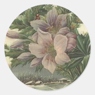 Antikes Blumenaufkleber Runder Aufkleber