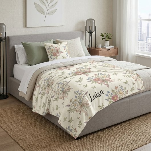 Antikes Blumenband Gewebe Fleecedecke