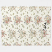 Antikes Blumenband Gewebe Fleecedecke (Vorderseite (Horizontal))