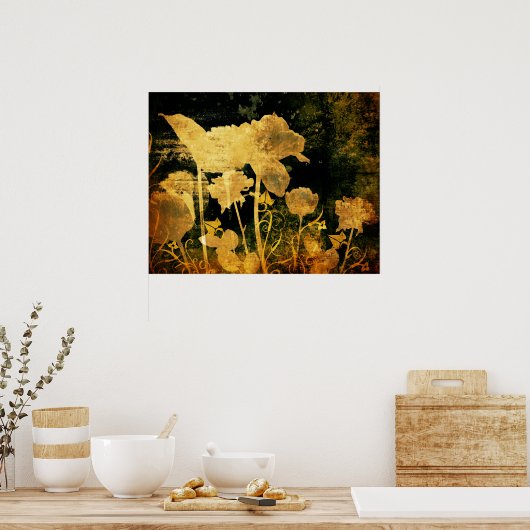 Antikes Blumenchaos Poster (Küche)