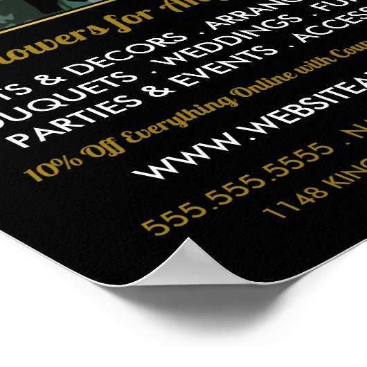 Antikes Blumendesign, Floristenwerbung Poster (Ecke)