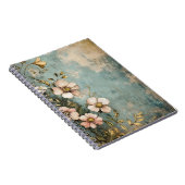 Antikes Blumendesign mit texturierter oder gealter Notizblock (Rechte Seite)