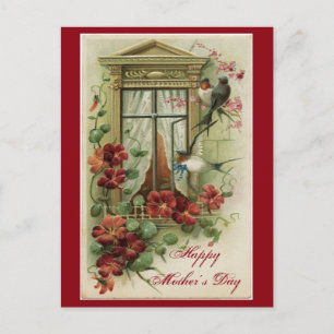 Antikes Blumenfenster Postkarte