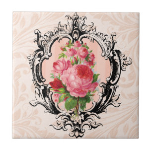 Antikes Blumenfliesenteil Fliese