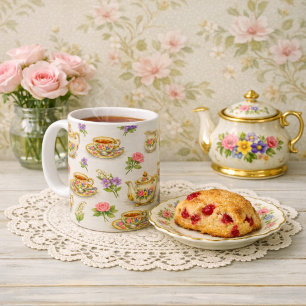 Antikes Blumengeschirr Tassenmuster Kaffeetasse