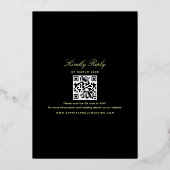 Antikes Blumengold und Schwarze Hochzeit Folieneinladung (Rückseite)