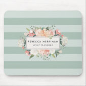 Antikes Blumenlogo | Stapelstreifen Mousepad (Vorne)