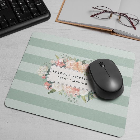 Antikes Blumenlogo | Stapelstreifen Mousepad