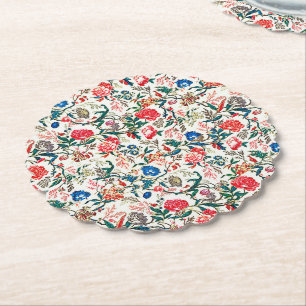 Antikes Blumenmuster Blau Grün Rot aus dem 19. Jah Untersetzer