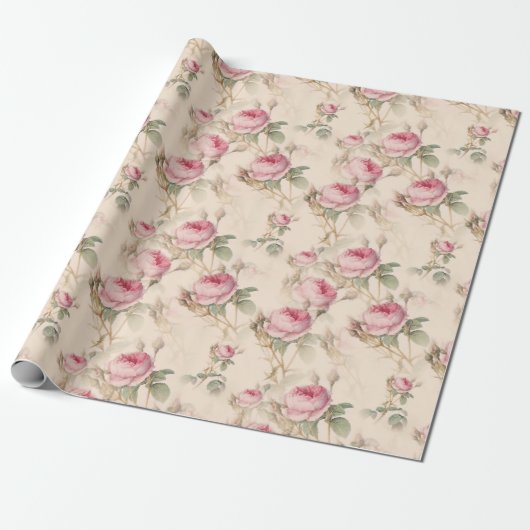 Antikes Blumenmuster Geschenkpapier (Ungerollt)