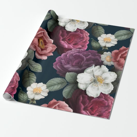 Antikes Blumenmuster Geschenkpapier (Ungerollt)