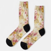 Antikes Blumenmuster im Wassercolor-Stil Socken (Linkes Detail)