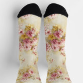 Antikes Blumenmuster im Wassercolor-Stil Socken (Oben)