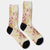 Antikes Blumenmuster im Wassercolor-Stil Socken (Rechts)