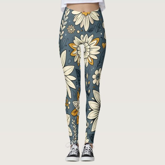 Antikes Blumenmuster Leggings (Vorderseite)