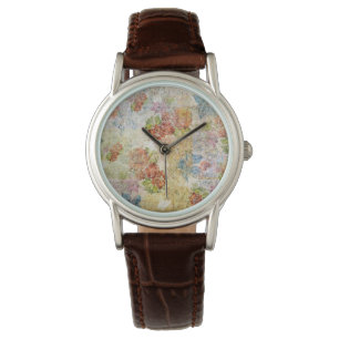 Antikes Blumenmuster mit distressed-Effekt Armbanduhr