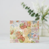 Antikes Blumenmuster mit distressed-Effekt Postkarte (Stehend Vorderseite)