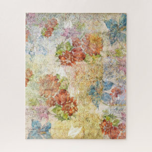 Antikes Blumenmuster mit distressed-Effekt Puzzle