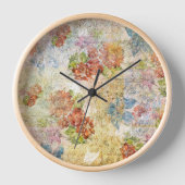 Antikes Blumenmuster mit distressed-Effekt Uhr (Vorderseite)