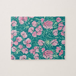 Antikes Blumenmuster mit pastellfarbenen Blumen Puzzle