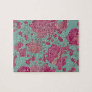 Antikes Blumenmuster mit pastellfarbenen Blumen Puzzle