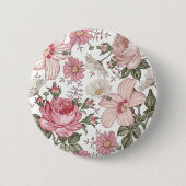 Antikes Blumenmuster mit Rosen Button (Vorderseite)