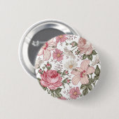 Antikes Blumenmuster mit Rosen Button (Vorne & Hinten)
