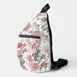 Antikes Blumenmuster mit Rosen Crossbody Bag