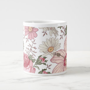 Antikes Blumenmuster mit Rosen Jumbo-Tasse